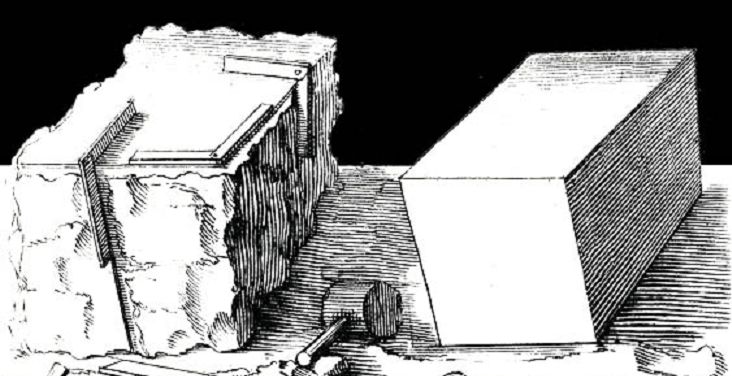pierre brute, taillée, plate, cubique à pointe