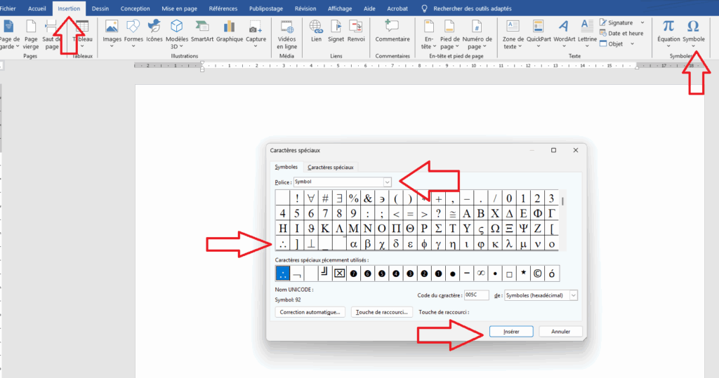 trois points maçonniques sous Word