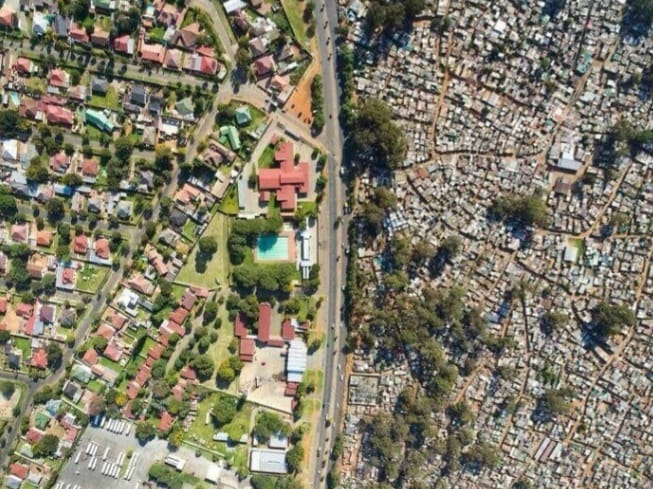 beaux quartiers et bidonvilles Afrique du Sud