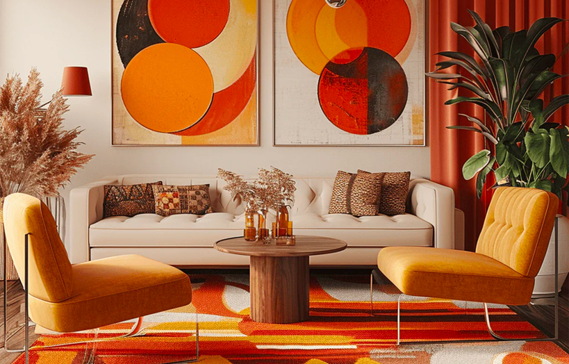mobilier années 70 orange